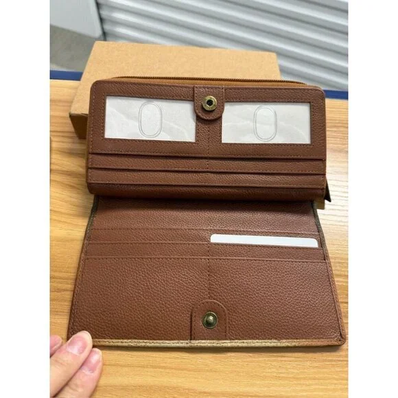 ANUSCHKA CURIOUS FOXES HAND-PAINTED LEATHER WALLET WITH RFID PROTECTION - NEW - Picture 4 of 5